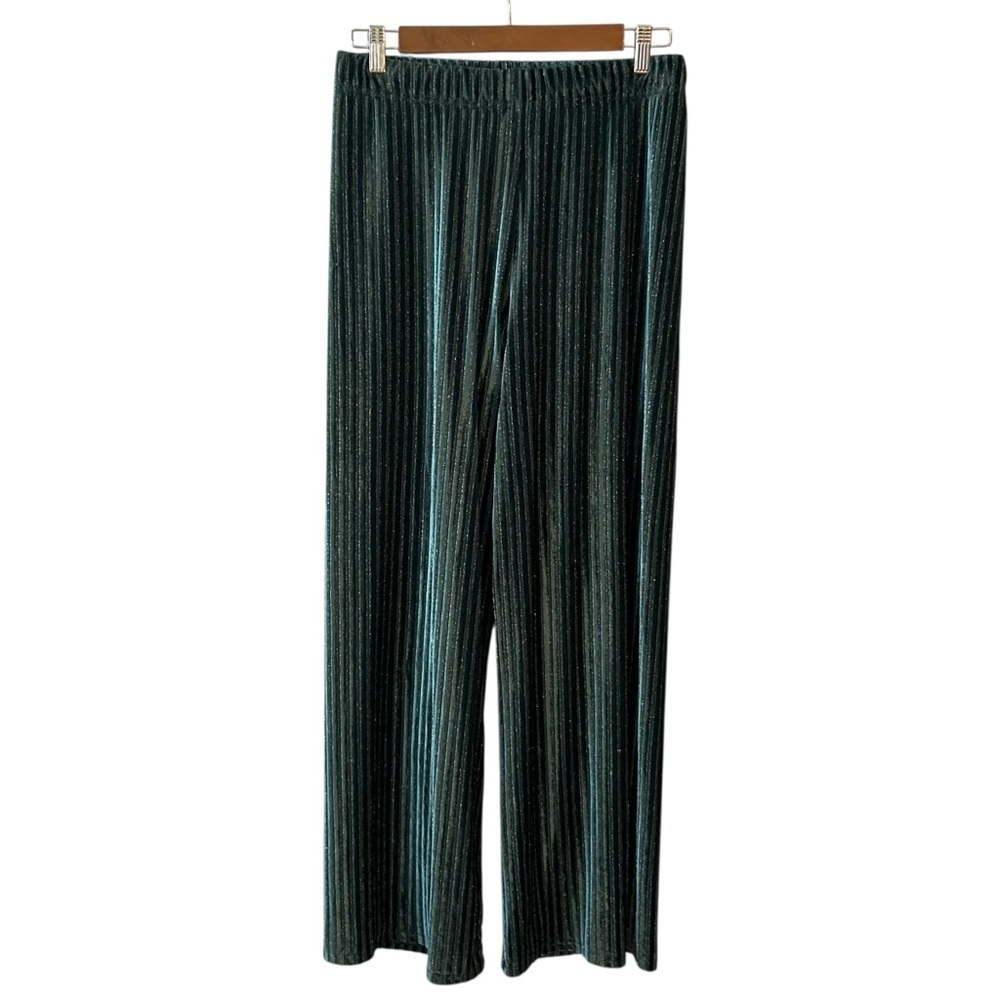 House of Harlow Velvet Crinkle Pants with Metallic Shimmer Women’s SZ S in Green